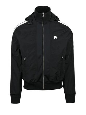 Palm Angels Technical Jacket With High Collar And Contrasting Stripes