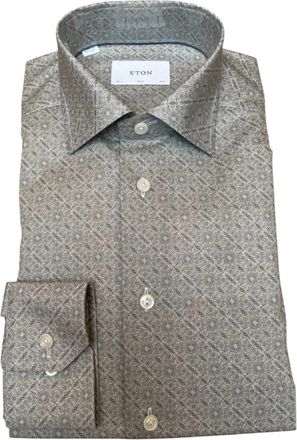 Eton Shirts - Heren - Casual Overhemden - Bruin - XL - Overhemden