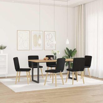 vidaXL Vidaxl - Sillas De Comedor Giratorias 6 Unidades Tela Negras