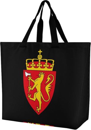 Generic Coat of Arms of Norway Reusable Shopping Bags Large Capacity Grocery Bag Heavy Duty Tote for Women 40x40x16cm