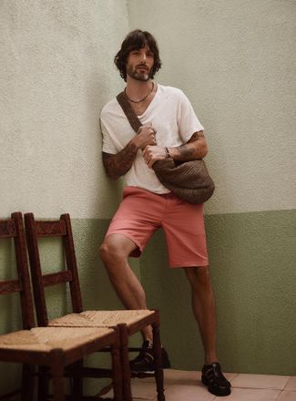 Le 31 Mens Cotton-linen Bermuda Shorts Inseam: 9