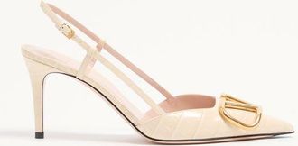 Valentino Garavani VLogo Signature Slingback Pumps In 80MM Printed Calfskin Wo