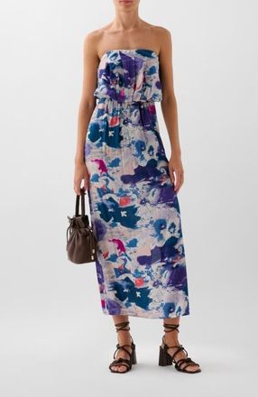 Scalpers Estprint Bandeau Dress in Blue at Nordstrom, Size X-Large Eu