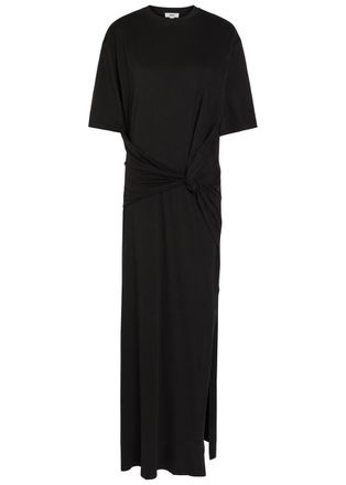 A Gold E Agolde Zanna Gathered Cotton Maxi T-shirt Dress - Black - S (UK8-10 / S)