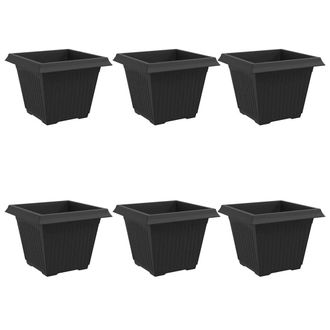 vidaXL Maceta Cuadrada Para Flores 6 Pcs Negro 43 X 43 X 33,5 Cm Vidaxl