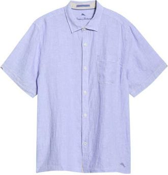 Tommy Bahama Paradise Breezer Short Sleeve Linen Button-Up Shirt in Classic Lavender at Nordstrom, Size Xxx-Large