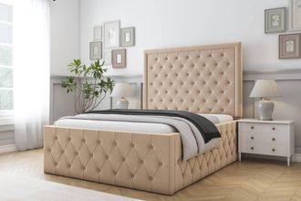 Comfort Beds Winchester Plush Bed Frame With Mattress-50 Upholstered in Stone | Size: Single