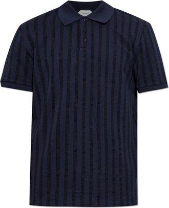 Versace Katoenen Monogram Polo Shirt - Heren - Polos - Blauw - M - Katoen - Tops