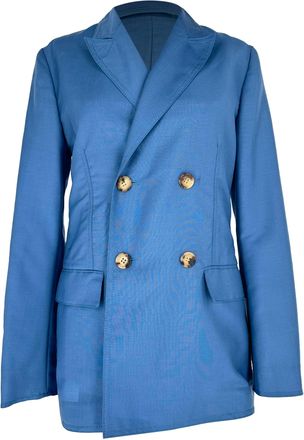 Lanvin Double-Breasted Blazer in Blue Mohair Wool