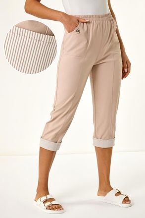 Roman Contrast Detail Cropped Stretch Trouser