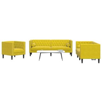 vidaXL Set De Sof&aacute;s Chesterfield Y Cojines 3 Pzas Terciopelo Amarillo Vidaxl