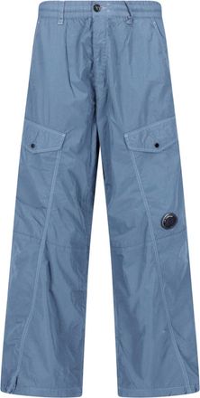 C.P. Company Wide-Leg Cargo Pants with Lens Detail and Smooth Fabric