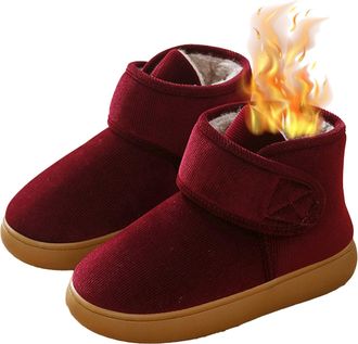 Generic Diabetic Shoes for Women Men Winter Snow Boots Warm Fur Lining Non-slip Non-Slip Slippers Comfortable Adjustable Straps for Swollen Feet Women Wine Re