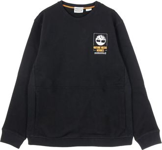 Timberland Zwarte Lichtgewicht Crewneck Sweatshirt met Kangaroo Zak - Heren - Sweatshirts - Zwart - M - Katoen - Hoodies & sweatvesten