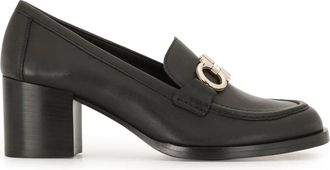 Ferragamo Womens Gancini Buckle Chunky Heel Loafers In Black