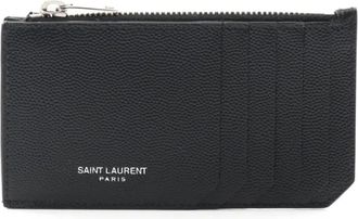 Saint Laurent Portacarte in pelle con zip anni 2020 - Nero