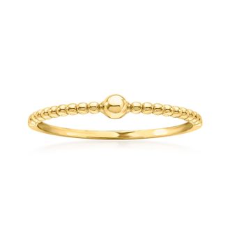 RS Pure by Ross-Simons 14kt Yellow Gold Beaded Ring With Ball