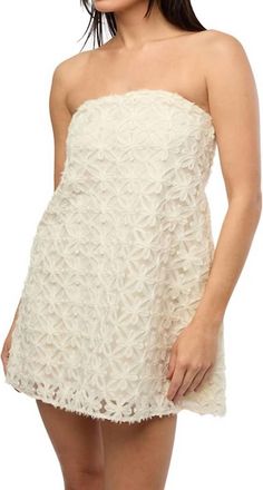 WeWoreWhat Strapless Floral Lace Mini Dress In Ivory