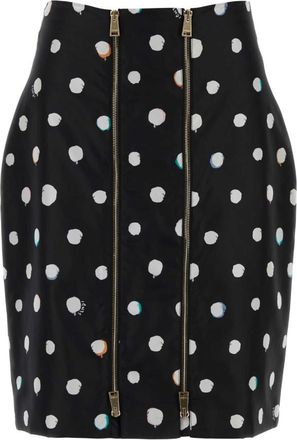 Fendi Black Polka Dot Print Mini Pencil Skirt
