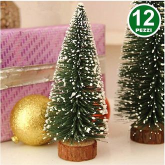 Trade Shop Trade Shop - Set 12 Alberelli Innevati Mini Albero Natale 10cm Decorazioni Addobbi Natalizi