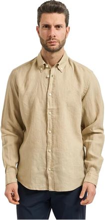 HUGO BOSS Liam Linnen Shirt - Heren - Casual Overhemden - Beige - L - Linnen - Overhemden