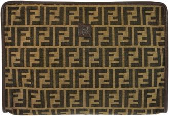 Fendi Brown Canvas Clutch Bag (Pre-Owned)