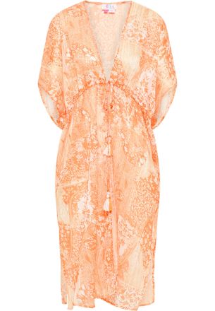 Izia Kimono Dames Oranje Wit