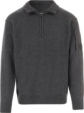 C.P. Company Half-zip Jumper in wool blend - male - C.P. Company - Round-neck Knitwear - Gray - 2XL - Knitwear