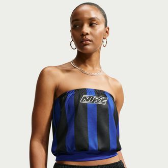 Nike Womens Nike Sportswear Slim Striped Jersey Tube Top in Blue | IV5023-417