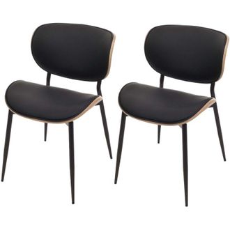 Hhg Non utilizzato] Set di 2 sedie da pranzo HHG 233, sedia, legno curvo ecopelle 280g/m&sup2; Oeko-Tex mvg, naturale, nero