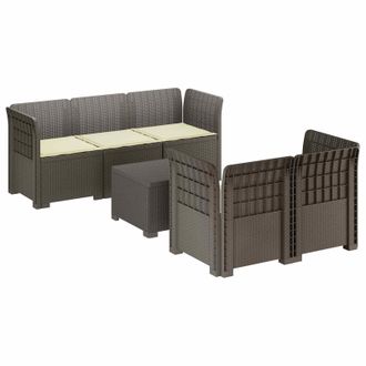 vidaXL Divano Da Giardino 5 Posti Con Cuscini Stile Rattan Pp Vidaxl