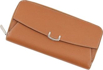 Cartier C De Cartier Brown Leather Long Wallet (Bi-Fold) (Pre-Owned)