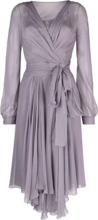Alberta Ferretti asymmetric midi wrap dress - women - Silk/Acetate/Spandex/Elastane/Silk - 42 - Purple