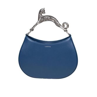 Lanvin Leather Cat Hobo Bag, Petrol Blue