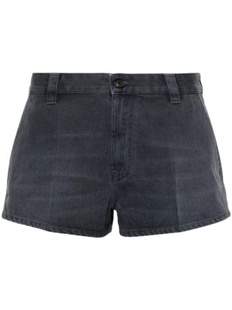 Miu Miu logo-embroidered cotton mini shorts - women - Polyester/Cotton/Cotton - 40 - Grey