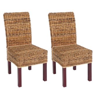 Hhg Hhg - Lote De 2 Sillas De Comedor Silla De Mimbre M69 Silla Bali Mimbre Pl&aacute;tano, Light, Sin Coj&iacute;n