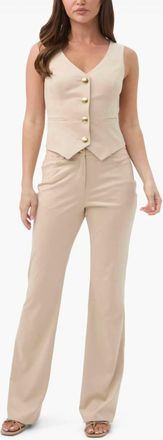 Trina Turk Apple Faux Suede Pants In Light Beige