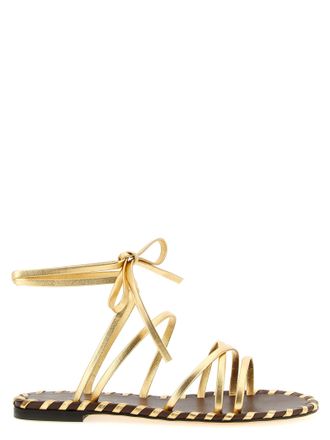 Gianvito Rossi Gold Lamb Leather Flat Womens Sandals