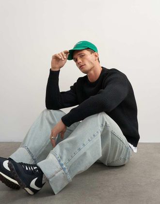 Topman maglione lavorato a maglia classico nero