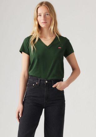Levi's V-Shirt LEVIS Perfect Tee, Damen, Gr. XS (34), mountain view, Jersey, Obermaterial: 100% Baumwolle, Basic, figurbetont h&uuml;ftlang, V-Ausschnitt, abgeste