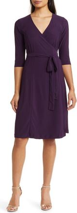 Kiyonna Essential Midi Wrap Dress in Plum Passion at Nordstrom, Size X-Large