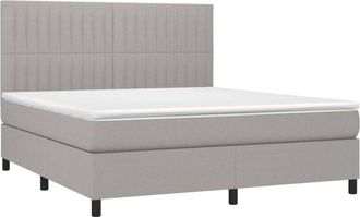 vidaXL Vidaxl - Cama Box Spring Con Colch&oacute;n Tela Gris Claro 160x200 Cm