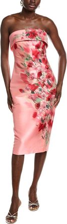 Badgley Mischka Strapless Floral Cocktail Dress