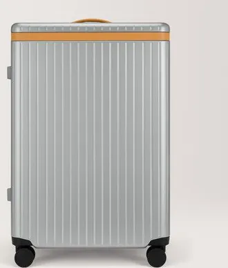 Carl Friedrik Large Check-in Luggage - Hard case in Polycarbonate and Aluminium - Silver / Tan
