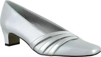 Easy Street Womens Easy Street Entice Pump Silver Metallic Square Toe Slip On HTAT284