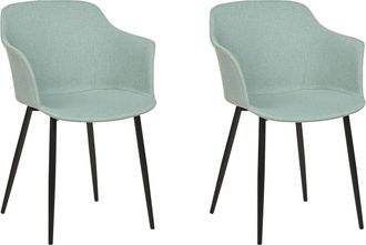Beliani Beliani - Conjunto De 2 Sillas De Comedor Retro Tapizadas Con Reposabrazos Color Verde Menta Elim