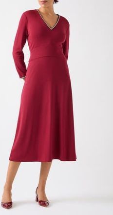 L.k. Bennett Yvonne Long Sleeve Ponte Midi Dress in Red at Nordstrom Rack, Size 12 Us / 16 Uk