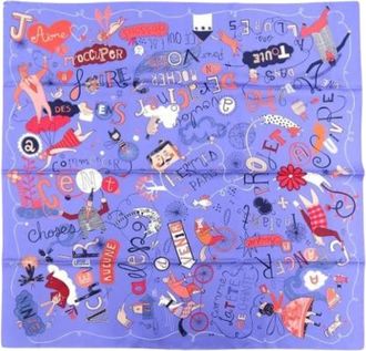 Herm&egrave;s Pre-owned Scarves, female, Purple, Size: ONE SIZE Pre-owned Les Confessions Scarf