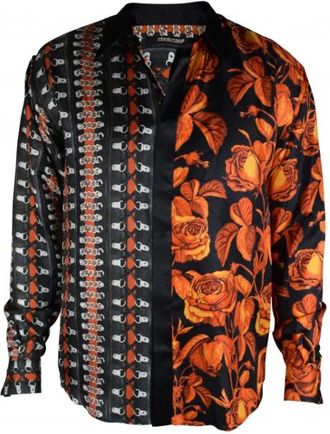 Roberto Cavalli Flower Bondage Print Silk Shirt - Heren - Casual Overhemden - Veelkleurig - L - Overhemden