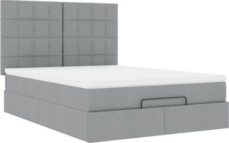 vidaXL Vidaxl - Estructura Cama Otomana Con Colch&oacute;n Tela Gris Claro 140x190 Cm